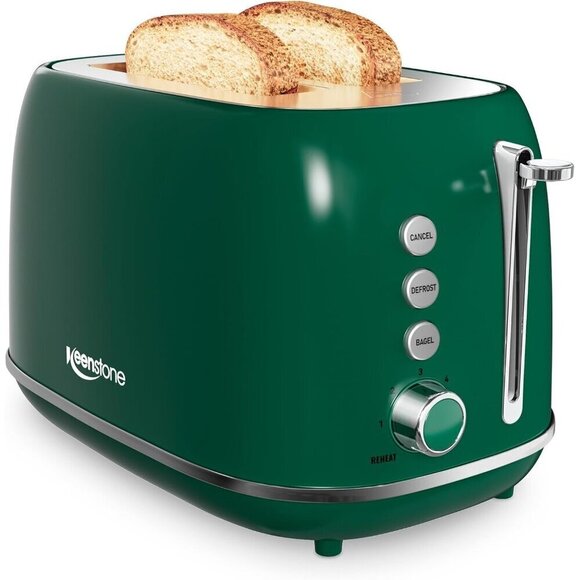 2SliceToaster Retro Stainless green Steel Toaster with Bagel Bread Shade Setting - Picture 2 of 6